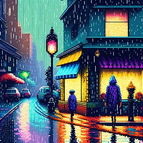 Pixel night rain city by JustHornyWet on DeviantArt