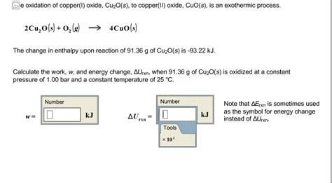 Solved The oxidation of copper(I) oxide, Cu2O(s), to | Chegg.com