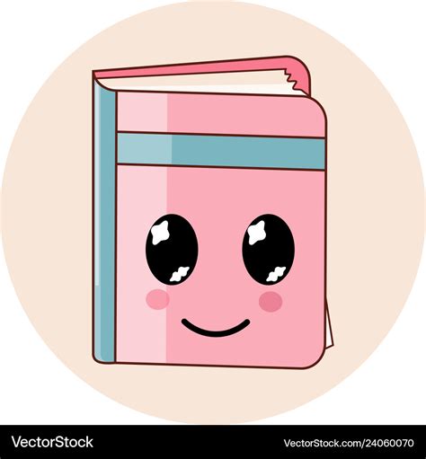 Kawaii book icon isolated cartoon flat style Vector Image