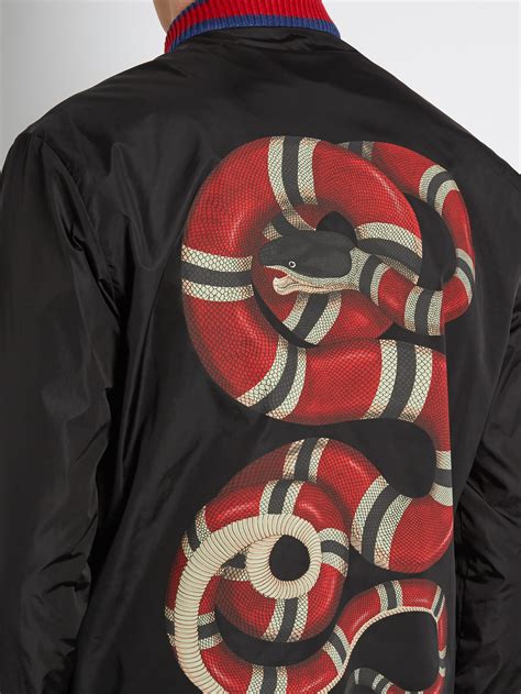 Lyst - Gucci Snake-print Lightweight Bomber Jacket in Black for Men