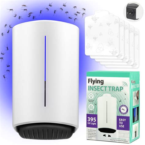 Pelrayt Flying Insect Trap Plug-in with 5 Replaceable Sticky Pads ...