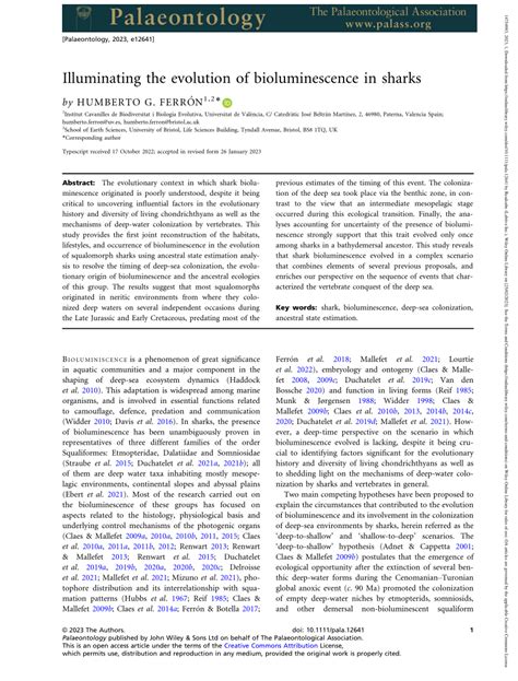 (PDF) Illuminating the evolution of bioluminescence in sharks