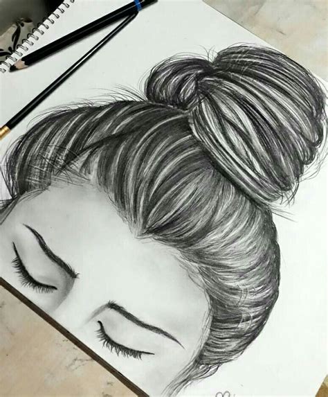 Messybun charcoal drawing | Easy charcoal drawings, Easy drawings ...