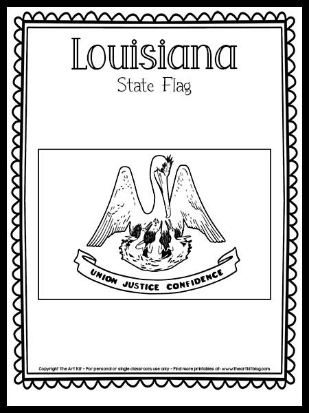 Louisiana State Flag Coloring Page {FREE Printable!} - The Art Kit