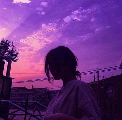 Download Purple Aesthetic Woman's Silhouette Under Sky Picture ...