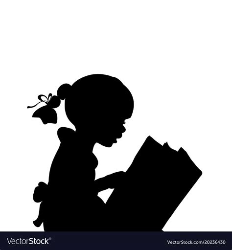 Silhouette girl reading books Royalty Free Vector Image