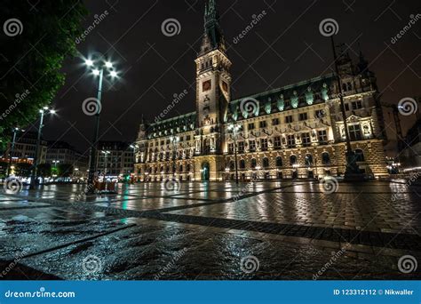 Hamburg City Hall - Rathaus, Germany. Night, Long Exposure. Editorial ...