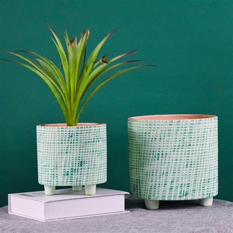 Green Planting Ceramic Planters Indoor Container For Plants - Zenithceramic