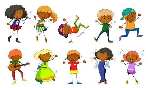 Set of kids singing and dancing 413455 Vector Art at Vecteezy