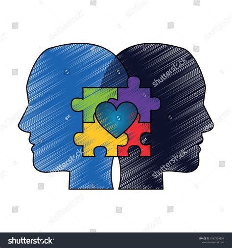 Autism Awareness Day Profile Heads Puzzle Stock Vector (Royalty Free ...