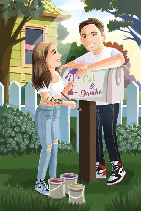 Carl and Ellie-Inspired Commissioned Couple Portrait Mailbox Scene - Euodos