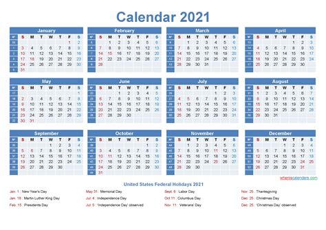 2021 Calendar Template With Numbered Weeks - Example Calendar Printable