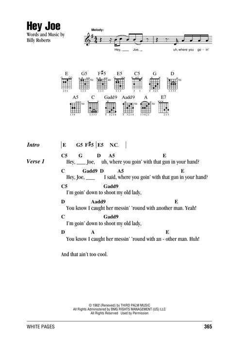 Hey Joe by Jimi Hendrix - Guitar Chords/Lyrics - Guitar Instructor