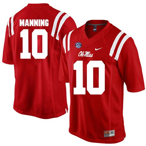 Ole Miss Rebels #10 Eli Manning Red NCAA College Football Jersey - Top ...