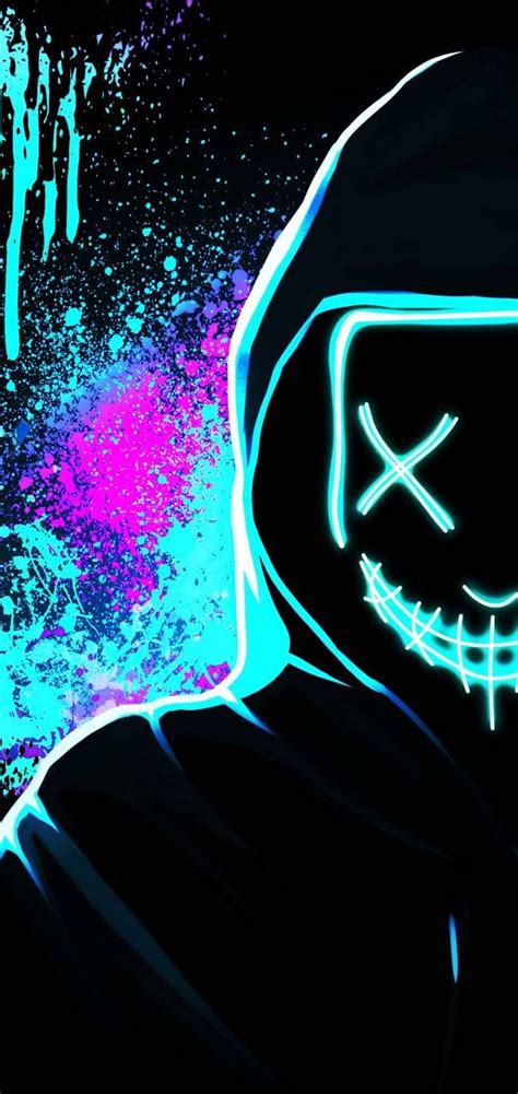 Neon Mask Wallpaper 4k