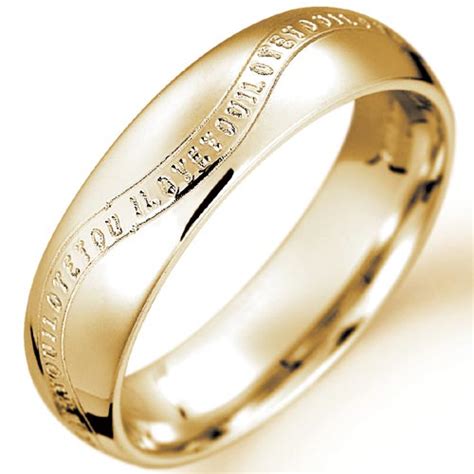 Gold Wedding Rings Engraved Letters | Miracle Wedding Rings