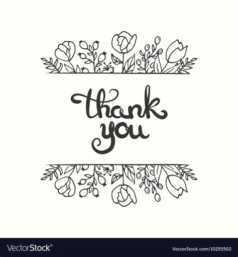 Thank you card hand drawn lettering design Vector Image