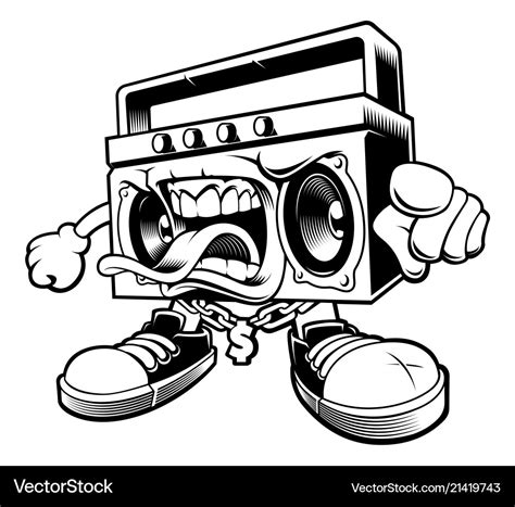 Graffiti boombox character Royalty Free Vector Image