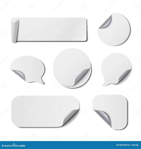 Set of White Isolated Stickers Stock Vector - Illustration of turn ...