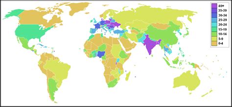 World map of arable land, percentage by country : MapPorn