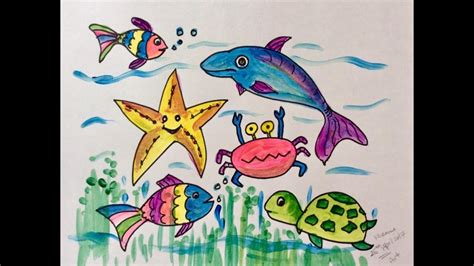 Ocean Animals Drawing For Kids - Galuh Karnia458