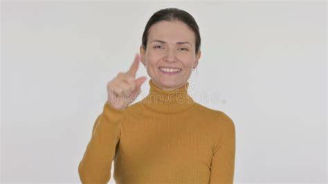 Beautiful Woman Pointing at the Camera on White Background Stock ...