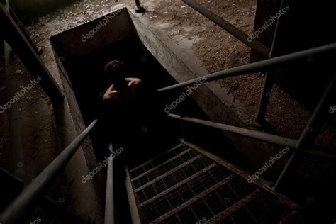 Scary man silhouette | Scary man silhouette in the dark staircase ...