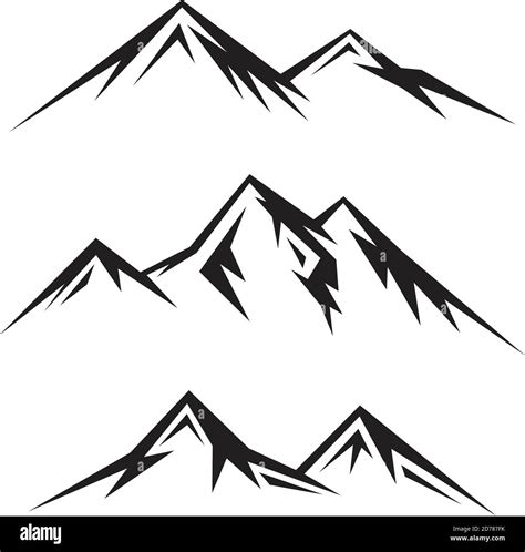 Set of abstract vector nature or outdoor mountain silhouette. Mountains ...