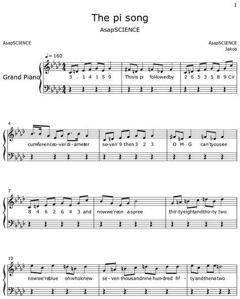 The pi song - Sheet music for Piano