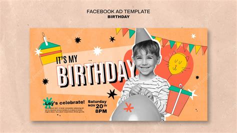 Free PSD | Hand drawn happy birthday facebook template