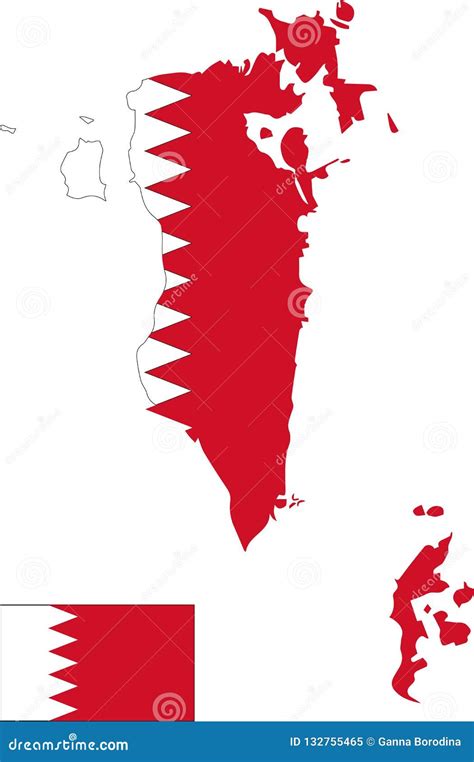 Vector Map of Bahrain with Flag. Isolated, White Background Stock ...