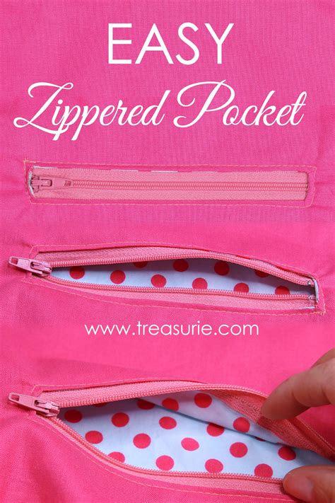 ZIPPER POCKET - How to Sew a Zipper Pocket | TREASURIE