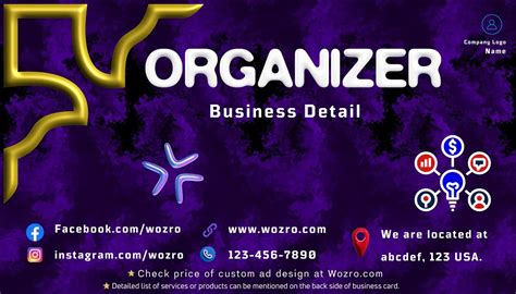 Organizer Business Card Design — WOZRO