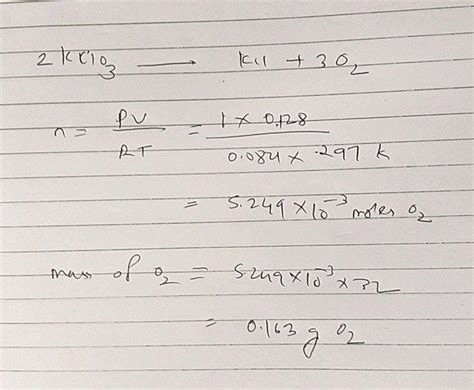 Oxygen gas generated by the decomposition of potassium chlorate is ...