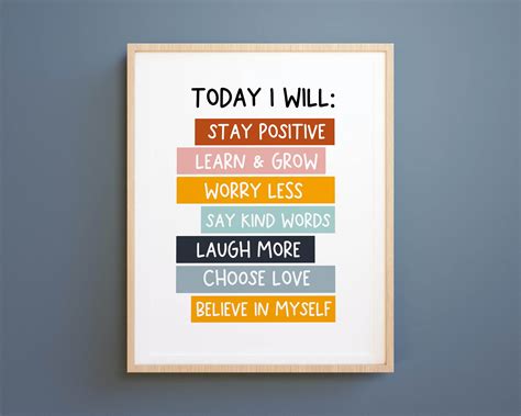 Kids Printable Art: Today I Will Positive Quote Print Kids | Etsy Australia