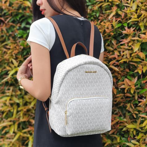 Michael Kors Erin Medium Sginature MK Backpack in Vanilla PVC Logo ...