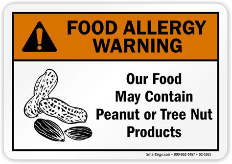 Peanut Allergy Warning Signs | Nut Free Zone Signs