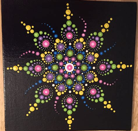 6 x 6 Dot Mandala Painting | Mandala dots, Mandala art lesson, Mandala ...