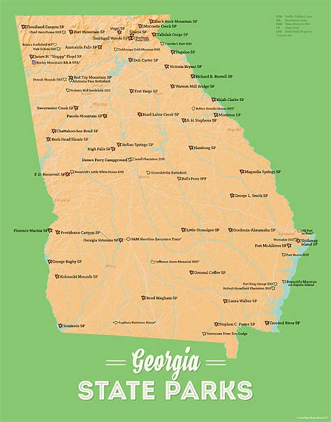 Georgia State Parks Map 11x14 Print - Best Maps Ever