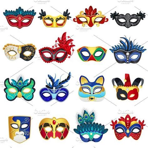 Set of colorful carnival masks | Venetian carnival masks, Carnival ...