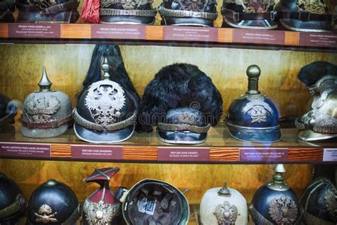 25-June-2017 Close Up on Russian Helmets on Weapon Museum in Wroclaw ...