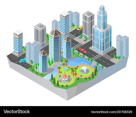 3d isometric city cityscape map town Royalty Free Vector