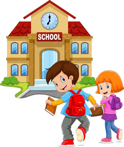 Premium Vector | Little kids go to school