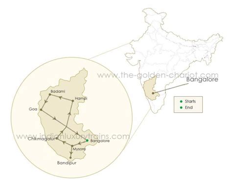 Route Map of the Golden Chariot Train Tour