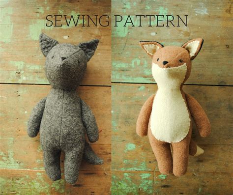 Stuffed animal sewing pattern / fox or wolf soft toy doll / PDF ...