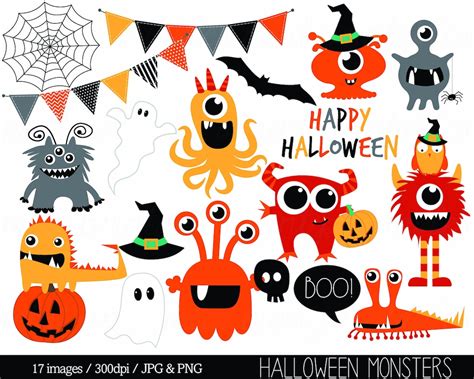 Halloween Clipart, Halloween Monster Clip Art, Monster Pumpkin Witch ...