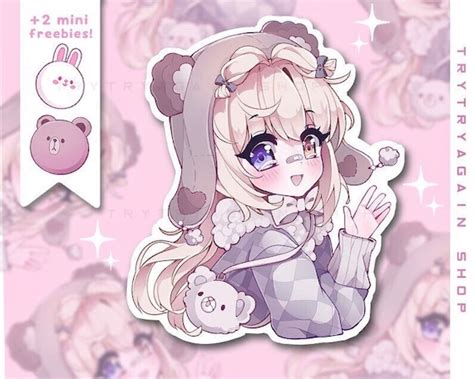 Cute Anime Bear Girl Waterproof Vinyl Sticker Pack Kawaii - Etsy