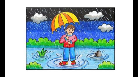 HOW TO DRAW RAINY DAY DRAWING STEP BY STEP/RAINY SEASON DRAWING/EASY ...