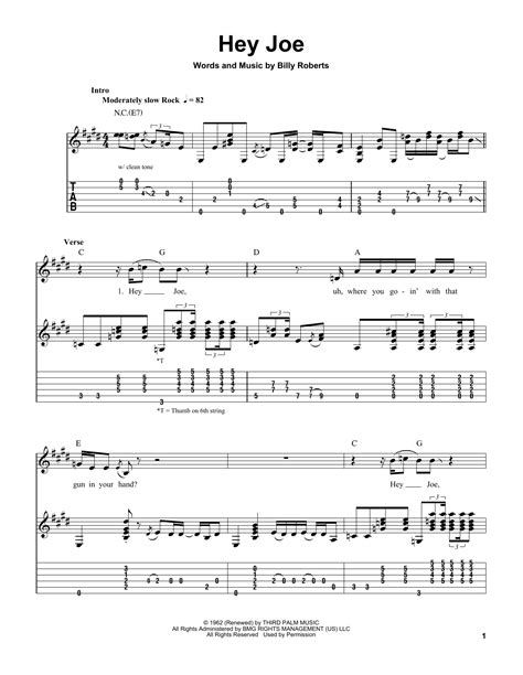 Hey Joe by Jimi Hendrix - Easy Guitar Tab - Guitar Instructor