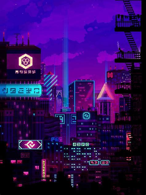 Pixel Animation City Skylines GIF by iSaith, animated city HD wallpaper ...